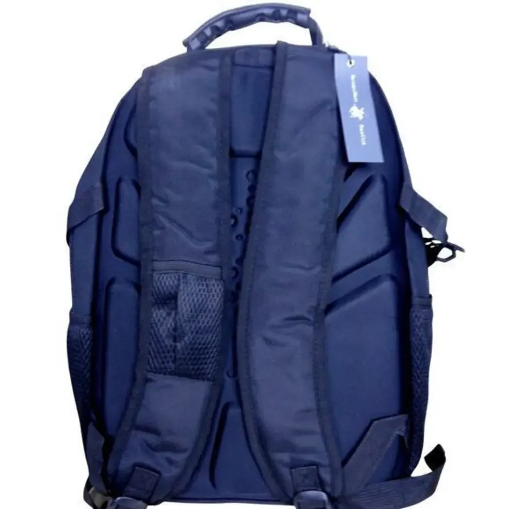 Beverly Hills Polo Club BHPC Backpack‎ Black With White Logo Cushioned Straps